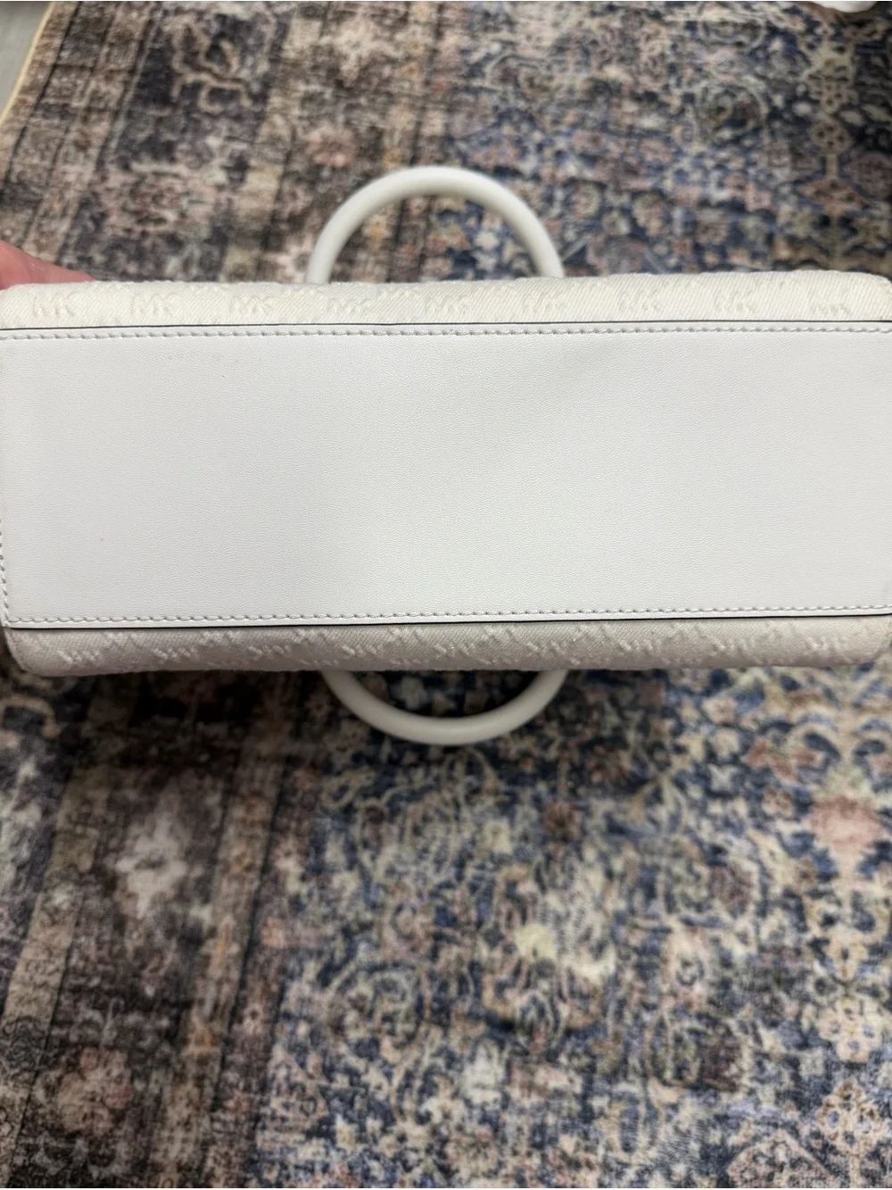 Michael Kors White Monogram Satchel with Silver Hardware